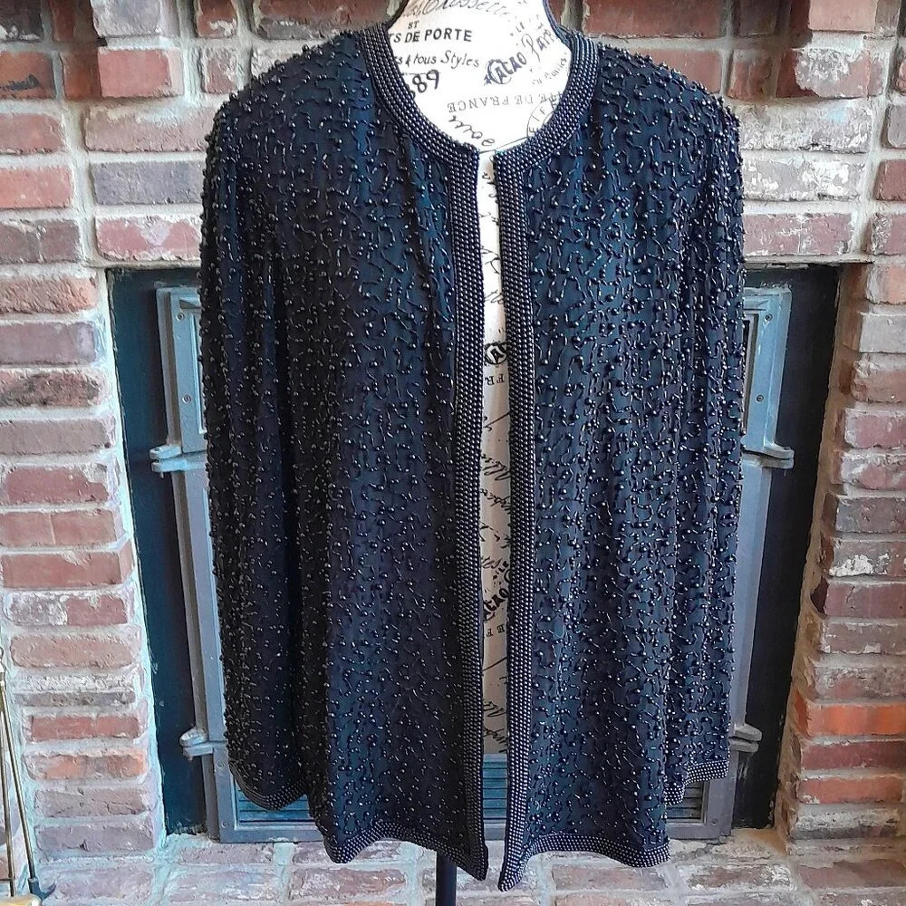 Cote d'Azur Vintage Evening Silk Beaded Jacket